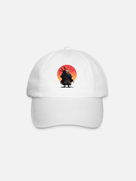 Fuchs-Samurai bei Sonnenuntergang - Baseballkappe - Weiß/Weiß