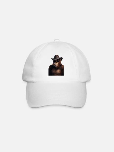Cowboy-Gorilla mit Zigarre - Baseballkappe - Weiß/Weiß