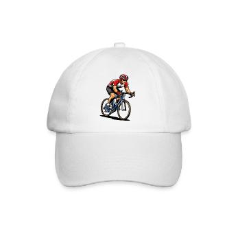 Radfahrer auf Rennrad mit voller Geschwindigkeit - Baseballkappe - Weiß/Weiß - Vorne