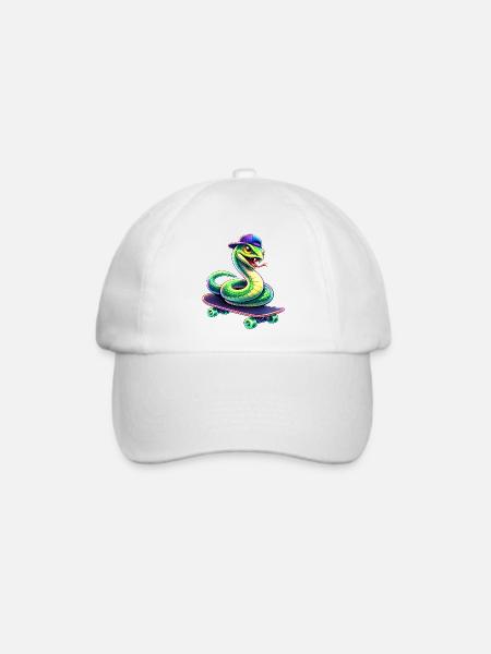 Neon Skate Snake Skateboard Animal - Baseballkappe - Weiß/Weiß