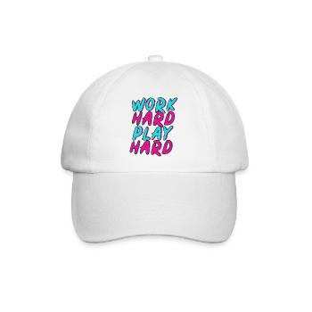 Work Hard Play Hard Neon Spaß - Baseballkappe - Weiß/Weiß - Vorne