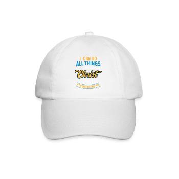 Through Christ Strengthens Me Bible Verse Design - Baseballkappe - Weiß/Weiß - Vorne