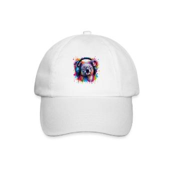 Kaleidoskop-Koala mit Kopfhörern - Baseballkappe - Weiß/Weiß - Vorne