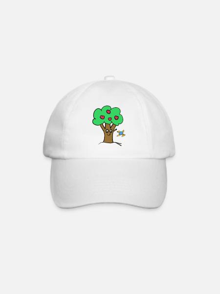 Apfelbaum Baum Natur Vogel - Baseballkappe - Weiß/Weiß