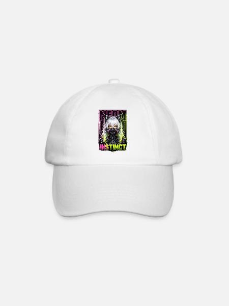 Neon Instinct Cyberpunk Katzenmädchen Style - Baseballkappe - Weiß/Weiß