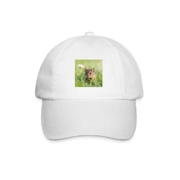 Feldmaus-Wildblumen-Gras-Wildblumen-Design - Baseballkappe - Weiß/Weiß - Vorne