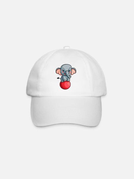 Elefant mit Ball - Baseballkappe - Weiß/Weiß