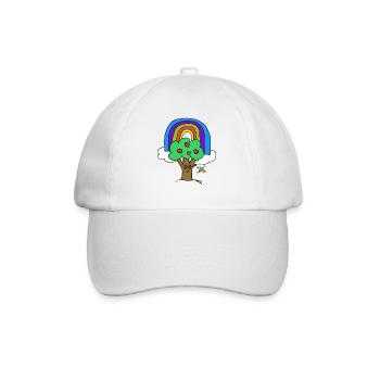 Regenbogen Apfelbaum Vogel Kinder - Baseballkappe - Weiß/Weiß - Vorne