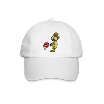 Pfiffiger Teddy Kinder Bär Kind  Blume - Baseballkappe - Weiß/Weiß - Vorne