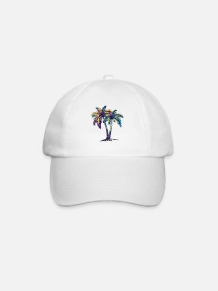 Regenbogenpalmen Tropentraum - Baseballkappe - Weiß/Weiß