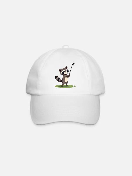 Waschbär spielt Golf - Baseballkappe - Weiß/Weiß