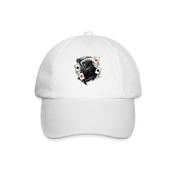 Sensenmann Poker Spieler Dark Fantasy Motiv - Baseballkappe - Weiß/Weiß - Vorne