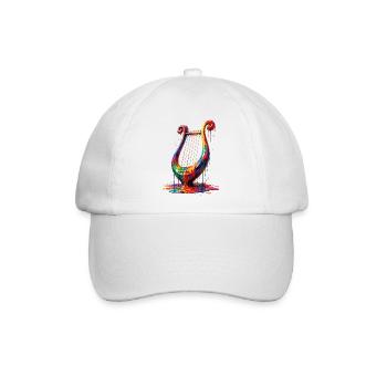 Leier mit tropfender Farbe - Baseballkappe - Weiß/Weiß - Vorne