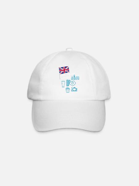 EXANGLIA (Blauer + Weißer Text) - Baseballkappe - Weiß/Weiß