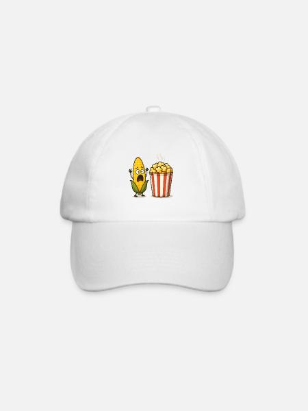Schockiertes Mais-Popcorn - Baseballkappe - Weiß/Weiß