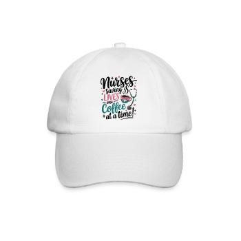 Kaffee rettet Leben Pflegekraft-Design - Baseballkappe - Weiß/Weiß - Vorne