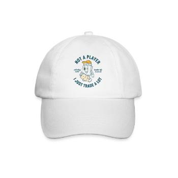 Ich bin kein Spieler, ich tausche einfach viel Sammelkarte - Baseballkappe - Weiß/Weiß - Vorne