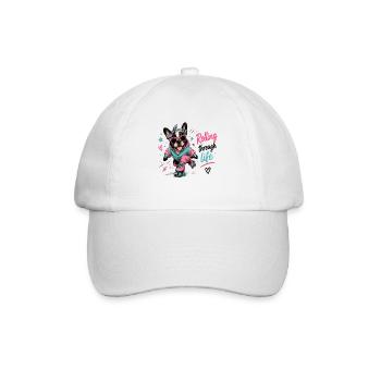 Rollender Hund – Lebensfreude - Baseballkappe - Weiß/Weiß - Vorne