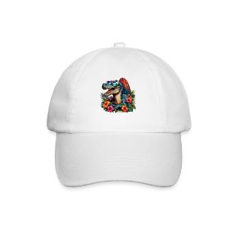 Tropen-Dinosaurier mit Sonnenbrille - Baseballkappe - Weiß/Weiß - Vorne