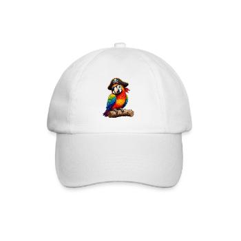  Bunter Piratenpapagei Mit Augenklappe Für Kinder - Baseballkappe - Weiß/Weiß - Vorne