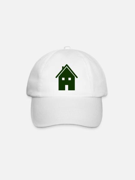 Grünes Haus-Icon Muster - Baseballkappe - Weiß/Weiß