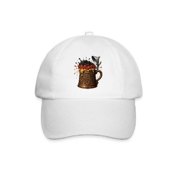 Barocker Bierkrug mit Schwarz-Gold-Schaum - Baseballkappe - Weiß/Weiß - Vorne