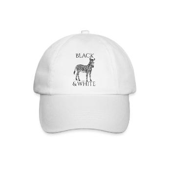 Black & White Vector Zebra – Tierdesign - Baseballkappe - Weiß/Weiß - Vorne