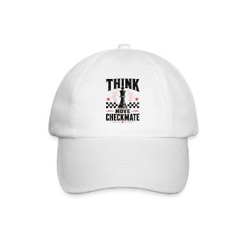 Schach Think Move Checkmate Shirt - Baseballkappe - Weiß/Weiß - Vorne