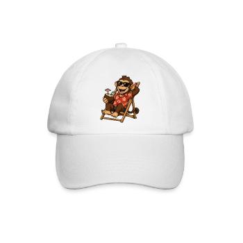 Affe am Strand im Hawaii-Look - Baseballkappe - Weiß/Weiß - Vorne