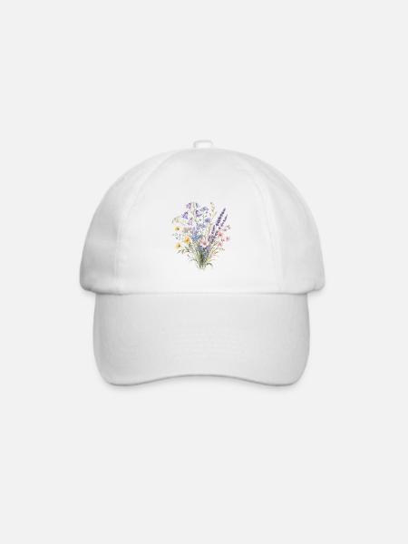 Wildblumenstrauß - Baseballkappe - Weiß/Weiß