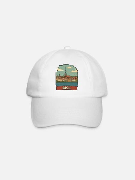 Riga, Lettland Altstadt Retro-Reiseaufkleber - Baseballkappe - Weiß/Weiß