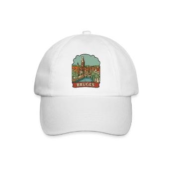 Brügge Belgien Retro Reise-Abzeichen-Aufkleber - Baseballkappe - Weiß/Weiß - Vorne