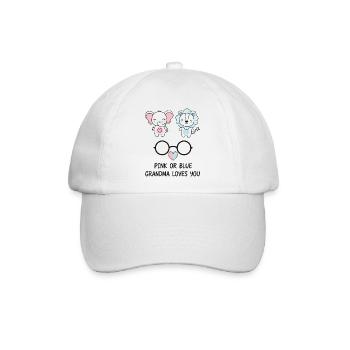 Geschlechterenthüllung Pink oder Blau Oma liebt dich - Baseballkappe - Weiß/Weiß - Vorne