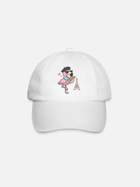 Pariser Flamingo mit Croissant - Baseballkappe - Weiß/Weiß