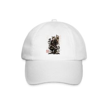 Samurai Katze Krieger Kampfkunst Design - Baseballkappe - Weiß/Weiß - Vorne