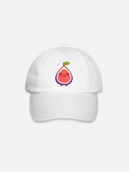 Kawaii Feigenfigur - Baseballkappe - Weiß/Weiß