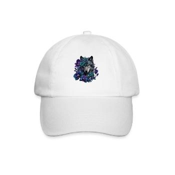 Wolfskopf im Blütenkranz - Baseballkappe - Weiß/Weiß - Vorne