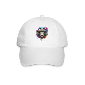 Schaf mit Kopfhörer-Design im Neon-Splash - Baseballkappe - Weiß/Weiß - Vorne
