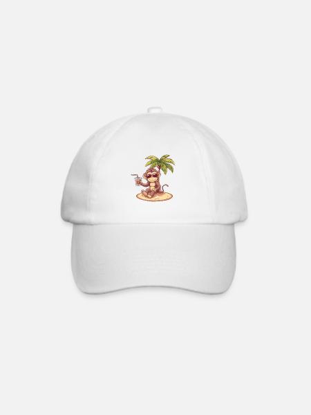 Affe Sommer Palme - Baseballkappe - Weiß/Weiß
