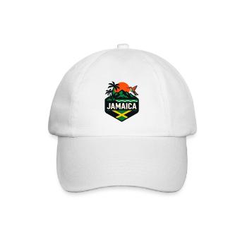 Jamaika Palmen Sonnenuntergang Kolibri - Baseballkappe - Weiß/Weiß - Vorne