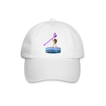 Kanaren - fantasiereiches Kiwi-Körper-Musik-Motiv - Baseballkappe - Weiß/Weiß - Vorne