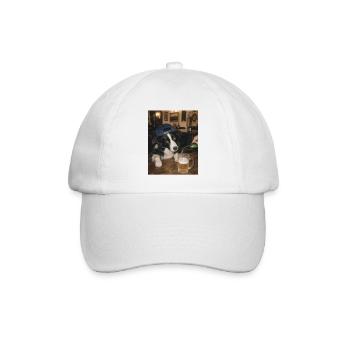 Durstiger Border Collie, Bier, Schäferhund, Vater - Baseballkappe - Weiß/Weiß - Vorne