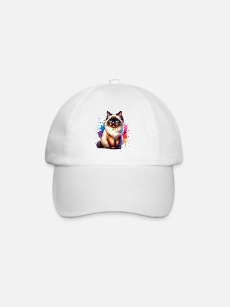 Birma Katze Geschenk - Baseballkappe - Weiß/Weiß