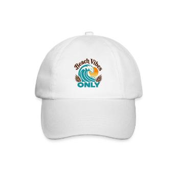 Beach Vibes Only Retro Welle und Meerweh - Baseballkappe - Weiß/Weiß - Vorne