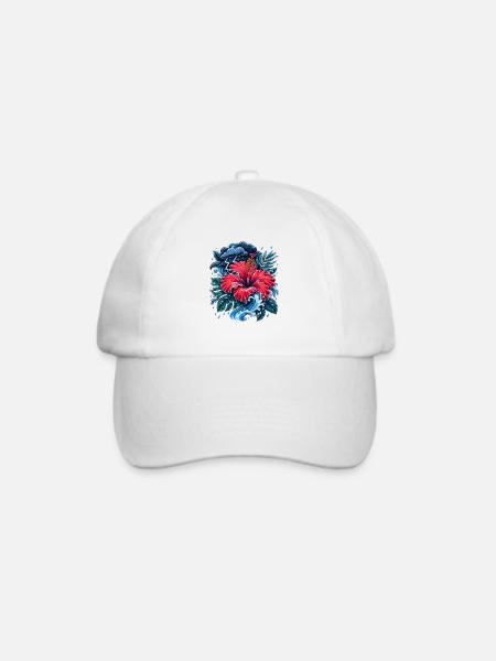 Hibiskus Sturmwelle - Baseballkappe - Weiß/Weiß