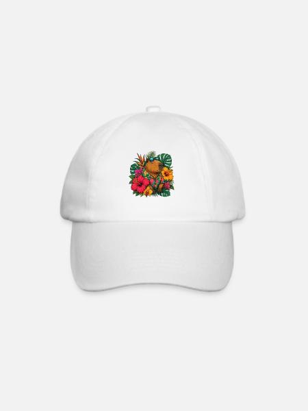 Hawaiianischer Bär mit Hibiskus - Baseballkappe - Weiß/Weiß