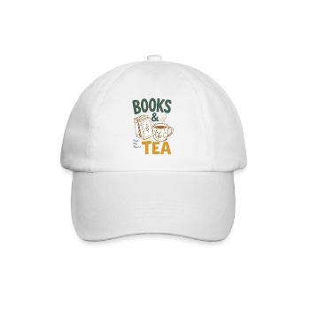 Books And Tea - Bücher & Tee Fans, Buchwurm Lesen - Baseballkappe - Weiß/Weiß - Vorne