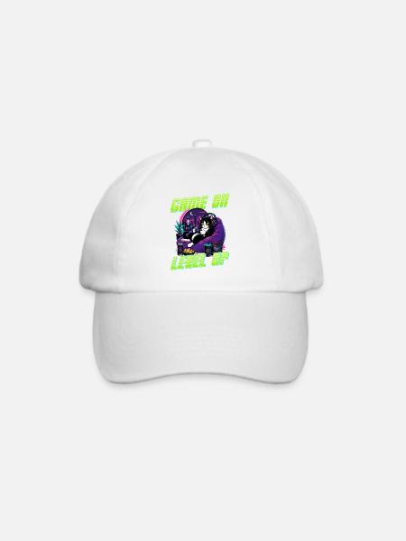 Gamer Gaming Cat Video Game - Baseballkappe - Weiß/Weiß
