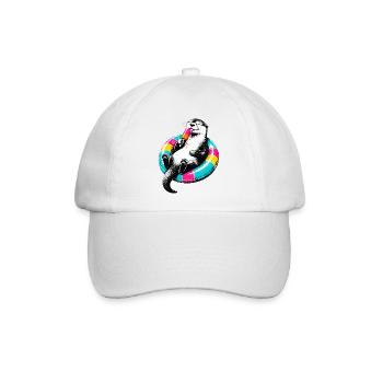 Otter mit Eis im Stencil Style - Baseballkappe - Weiß/Weiß - Vorne