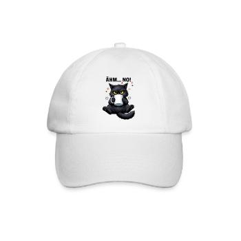 Morgenmuffel Katze mit Kaffee Ähm No - Baseballkappe - Weiß/Weiß - Vorne